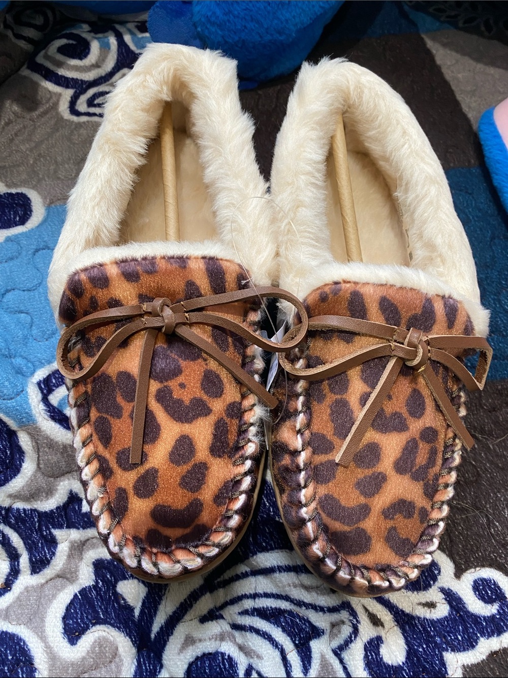J. Crew Leopard Print Faux Fur Moccasins - Tan